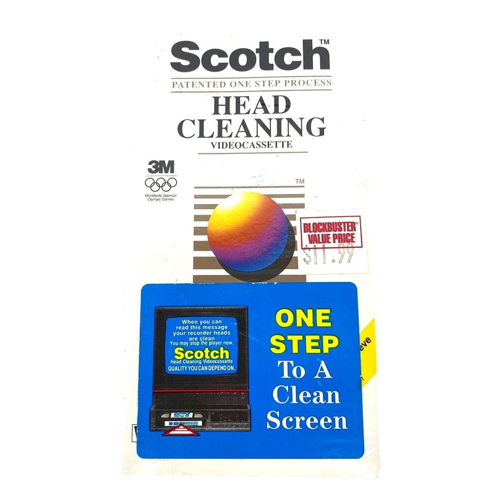 Vintage 1991 Scotch VHS Head Cleaning Videocassette New Sealed Blockbuster